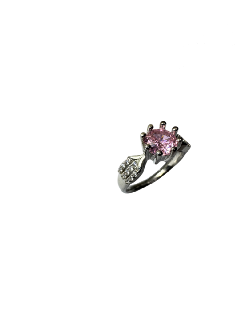 Pink Stone Silver Plated Ring - Image 2