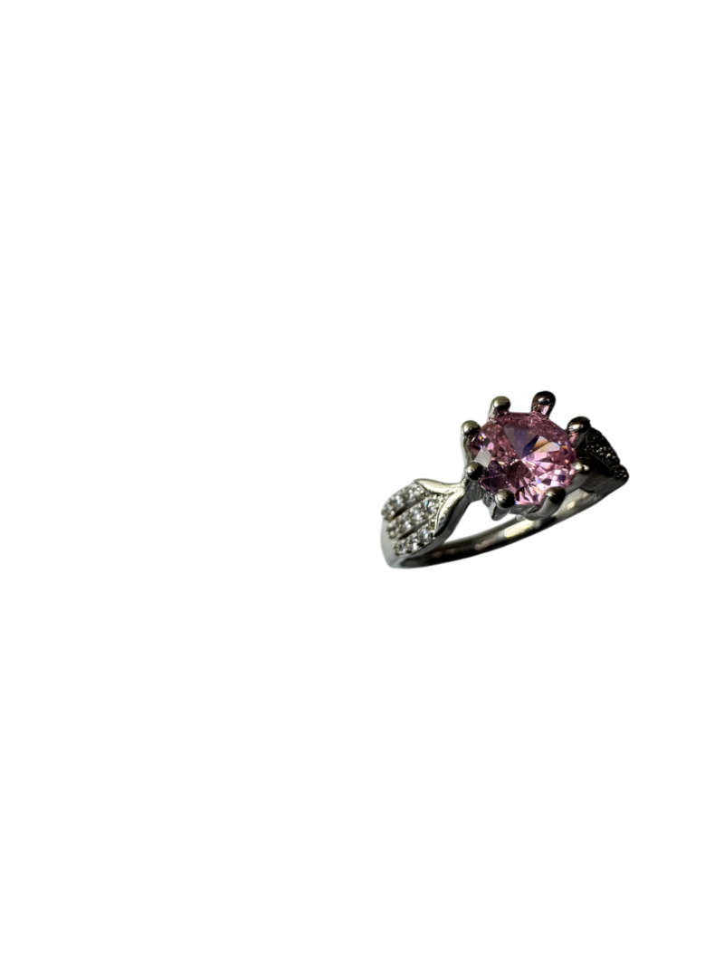 Pink Stone Silver Plated Ring - Image 8