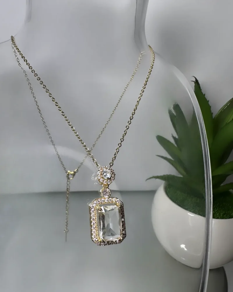 White Zirconia One Stone Pendant - Image 2