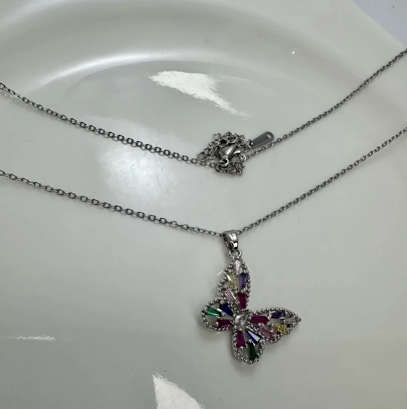 Silver Rainbow Butterfly Pendant - Image 2